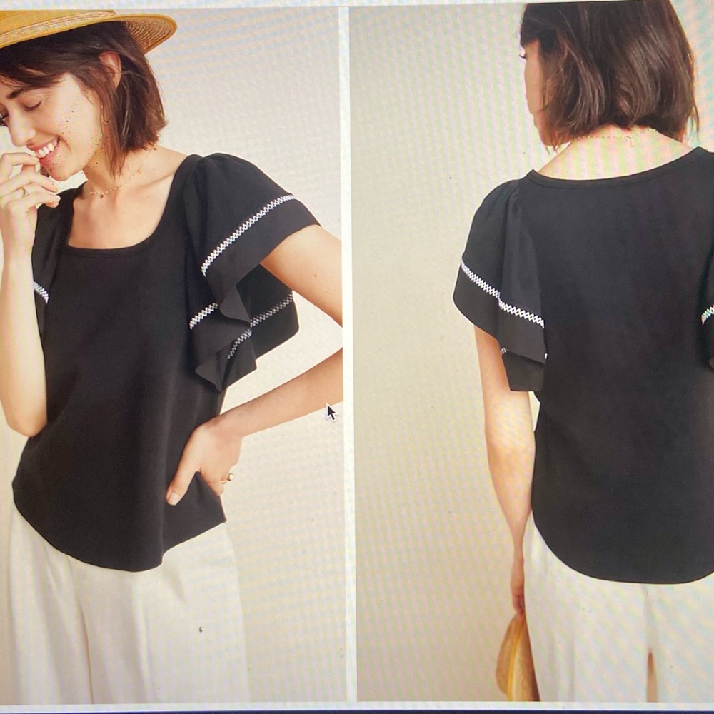 NWT Anthropologie Maeve Sherman Flutter Sleeve Shirt Size Small